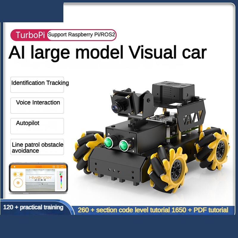 TurboPi ROS2 ロボットカーメカナムホイール AI ビジョン追跡統合 AI モデル ChatGPT 音声インタラクション用 Raspberry Pi 5