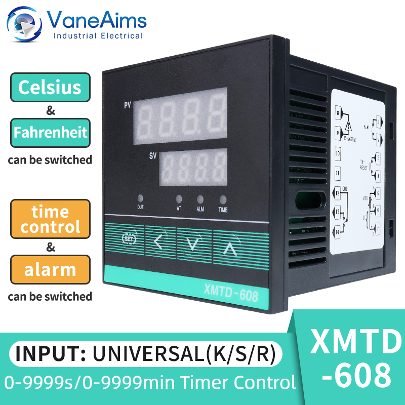 XMTD-608 PID 時間温度コントローラー 1300℃ デジタルディスプレイサーモレギュレーターサーモスタット 85-265vac 0-9999min タイマー制御