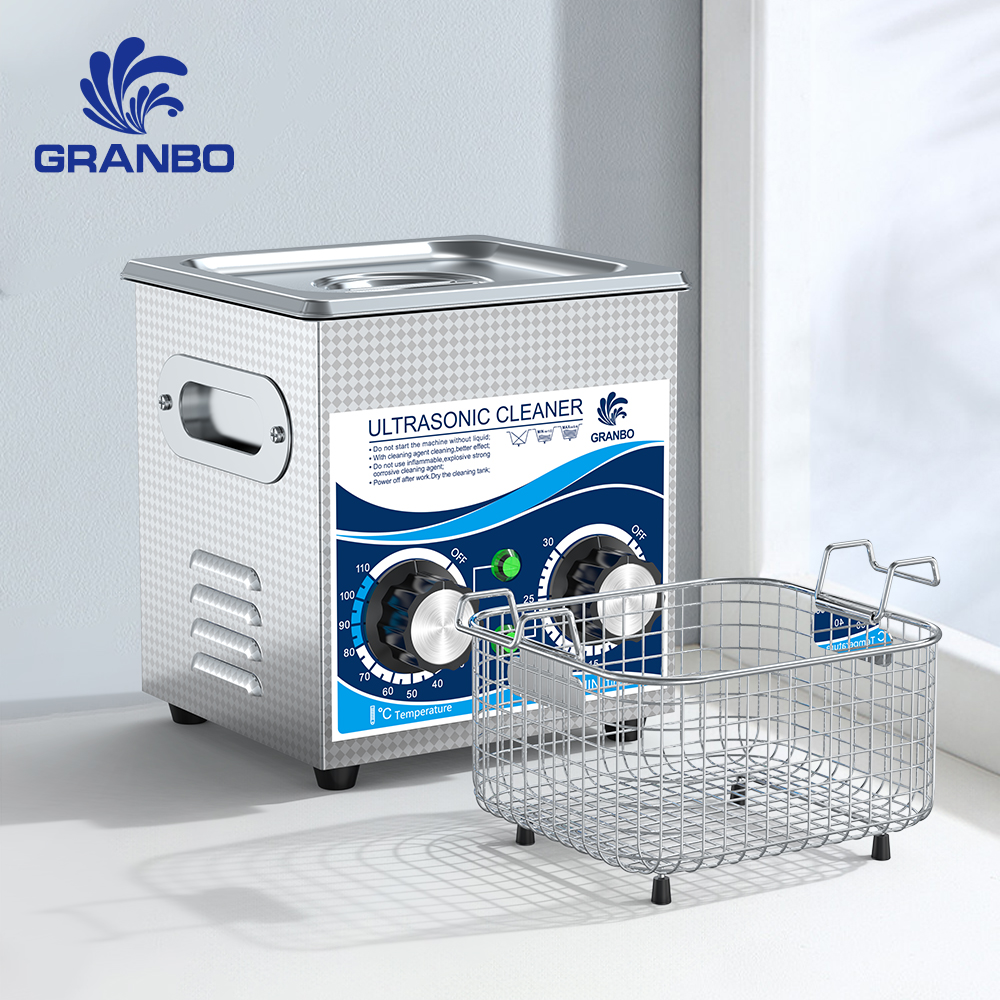 Granbosonic 2L 120 ワット超音波洗浄機ステンレス鋼ヒータータイマー 40KHz 歯科ジュエリーメガネ家庭用