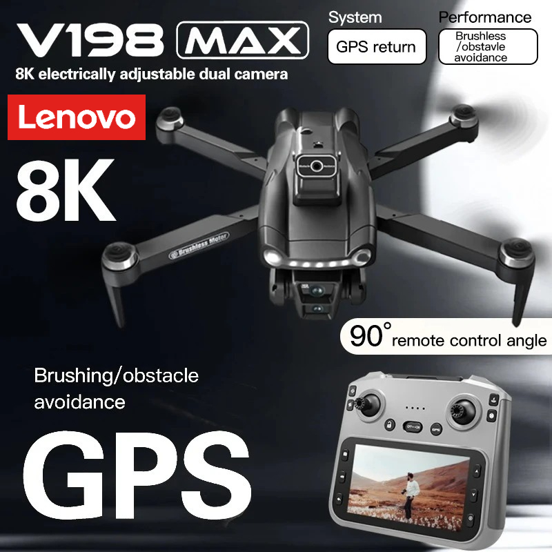 レノボ V198MAX ドローンレーザー障害物回避航空写真 8K 5G プロフェッショナル HD カメラブラシレス折りたたみクアッドコプター