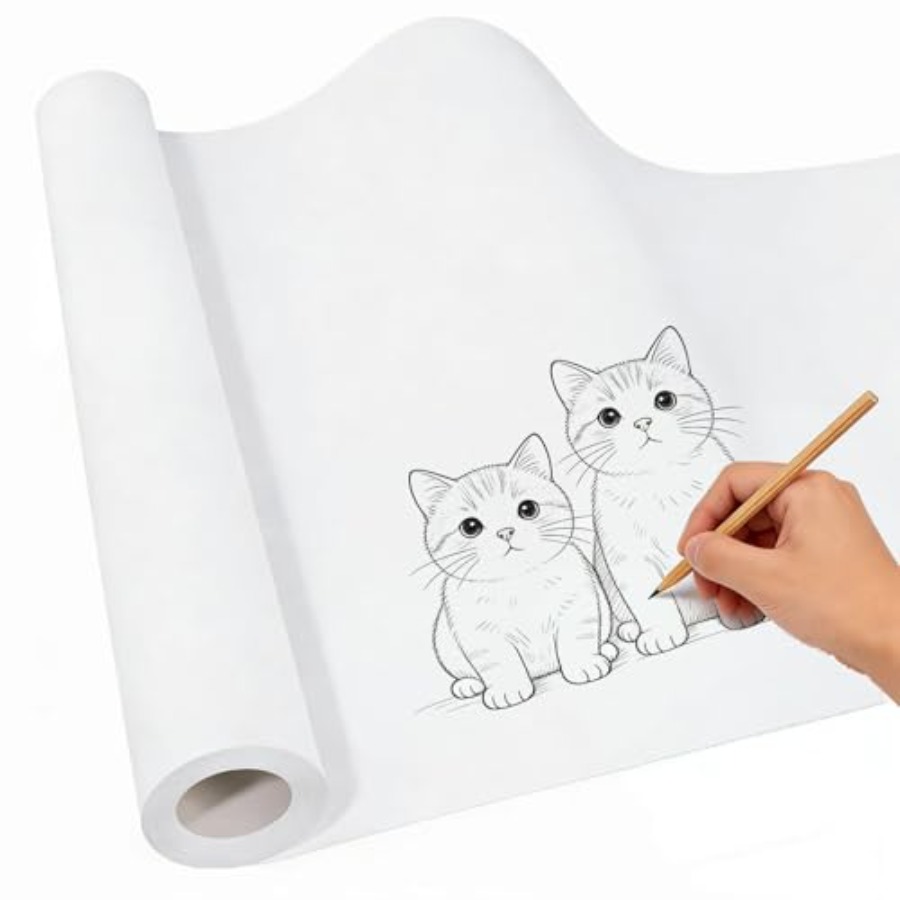 白い画用紙ロール 12インチ×1181インチ 大型アートイーゼル用紙ロール クラフト用、白い包装紙、クラフト掲示板ポスター禁止