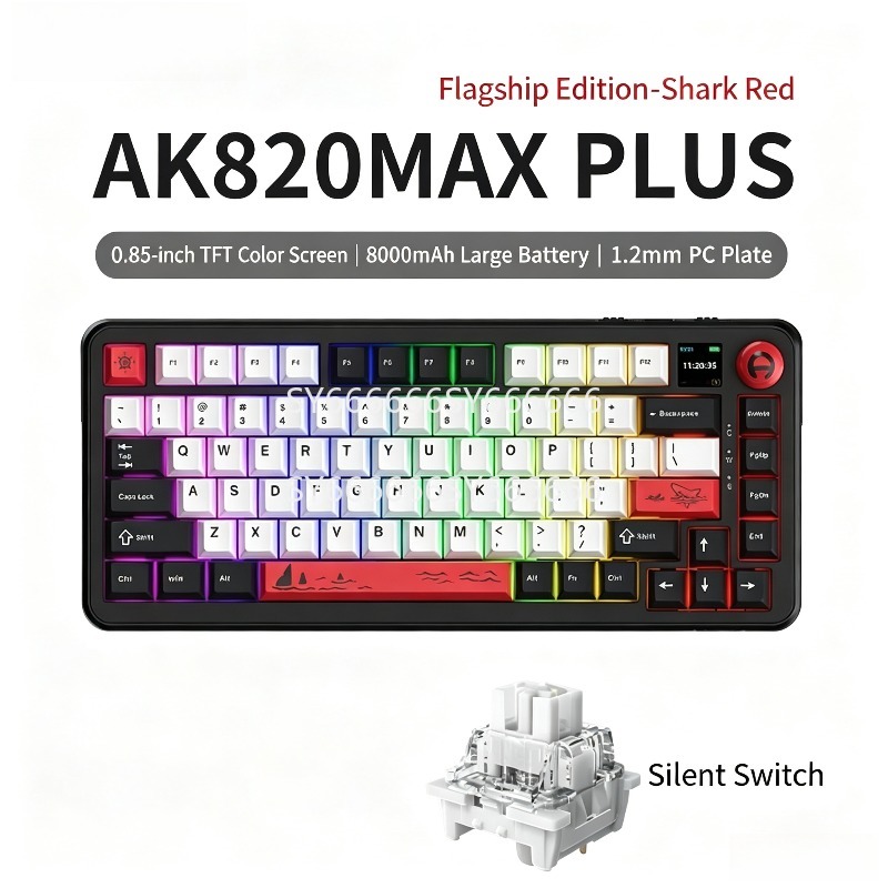 75% サイドトライモード Bluetooth メカニカルキーボード 8000mAh ディスプレイサイドプリント E スポーツカスタムゲーミング Ajazz AK820Max