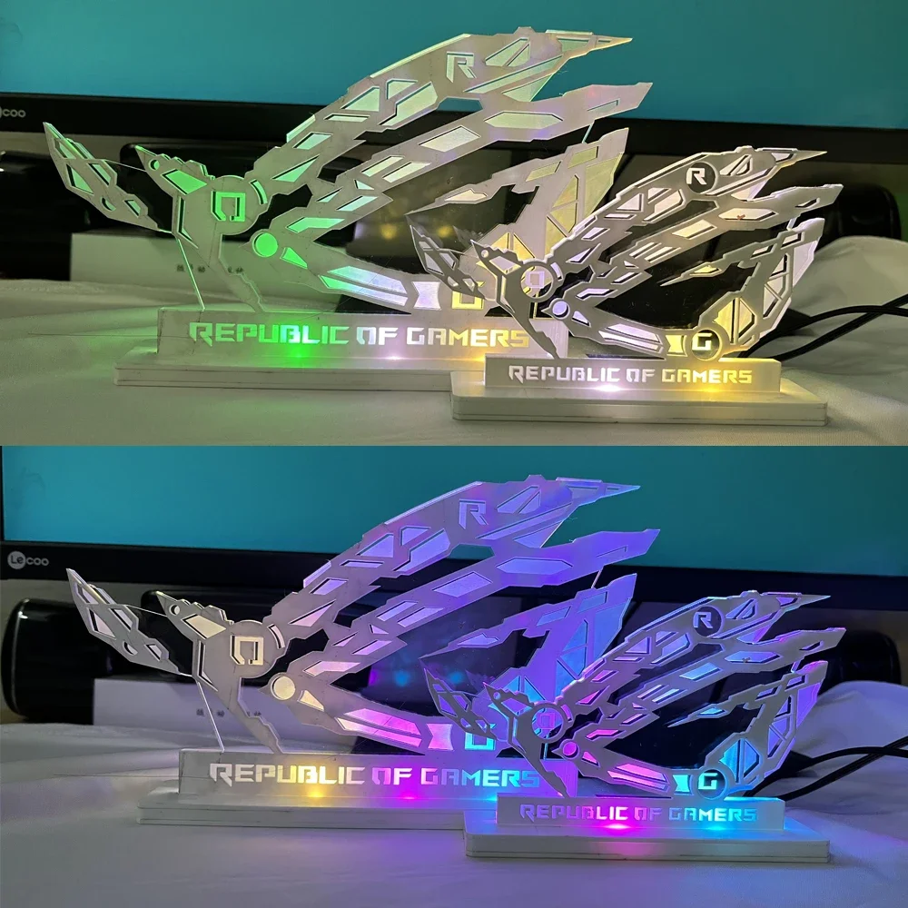 ARGB デスクトップコンピュータフィギュアアクリル、DIY ゲームキャビネット装飾 ROG 装飾品照明 5V 3PIN オーラ同期