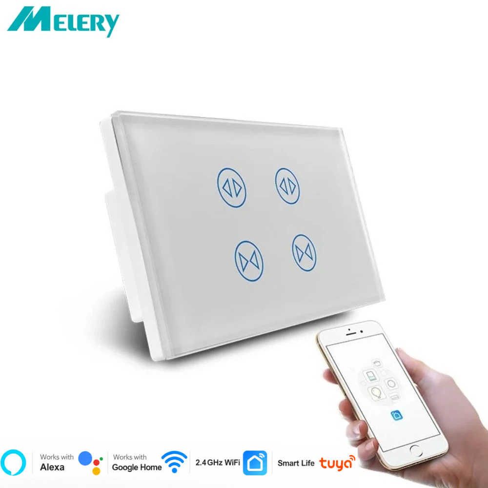 Melery Tuya WIFI スマート ダブル カーテン スイッチ グループ ブラインド ワイヤレス リモート音声制御 Smartlife Alexa Google ホーム アシスタント