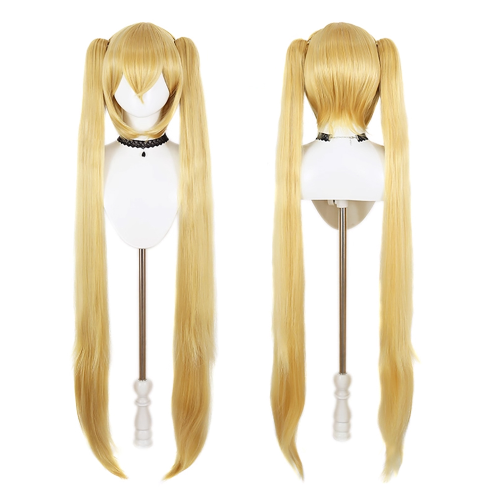 高品質ミクアニメコスプレ人工毛 46 インチ取り外し可能なダブルポニーテールハロウィンカーニバルデイリーパーティーウィッグ自然