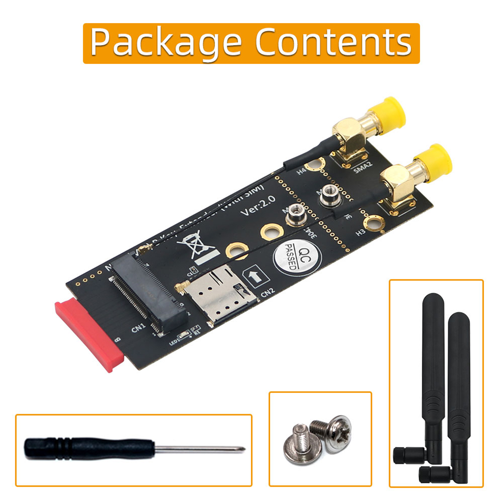 M.2 Key-B ワイヤレスモジュールアダプタ SIMカードスロット 5G 4G 3G LTE GSMモデム用 NGFF 3042 3052 B-Keyカード対応 /アンテナオプション付き