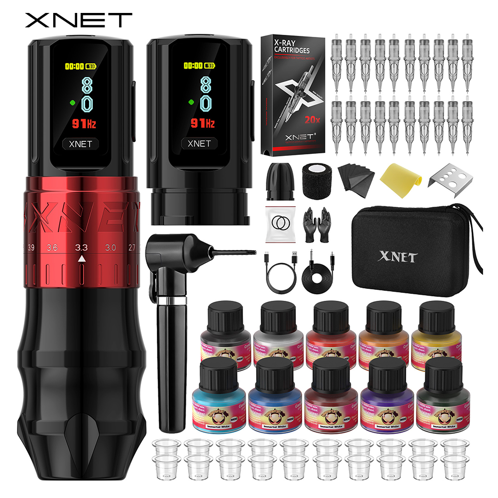 XNET Bestia ワイヤレスタトゥーマシンペンキット 調整可能なストローク 2.4-4.2mm OLED ディスプレイ ワイヤレスインクシェーカー付き タトゥーアーティスト用