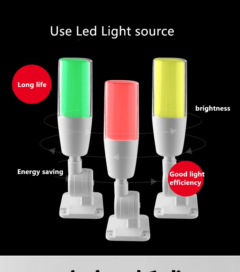 マシンライト LED 3 色 1 層折りたたみ 24V 警告ランプ信号ブザーアラーム注意サウンドタワーライトトリコロール防塵