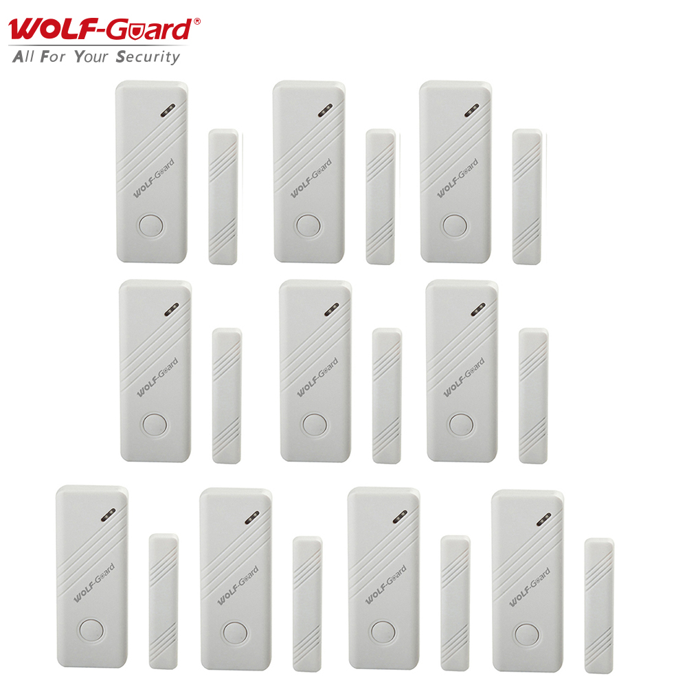 10X Wolf-Guard ワイヤレスドア/窓センサー検出器盗難防止耐久性のあるアクセサリーホームセキュリティ警報システム 433MHz ホワイト