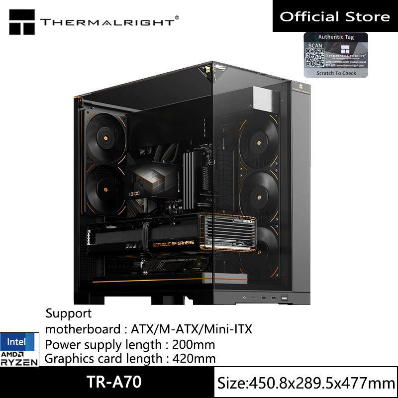 Thermalright TR-A70 ATX PCケース/3面透明サイドパネル/グラフィックカード対応 ≤420mm/電源 ≤200mm/ATX、M-ATX、ITX