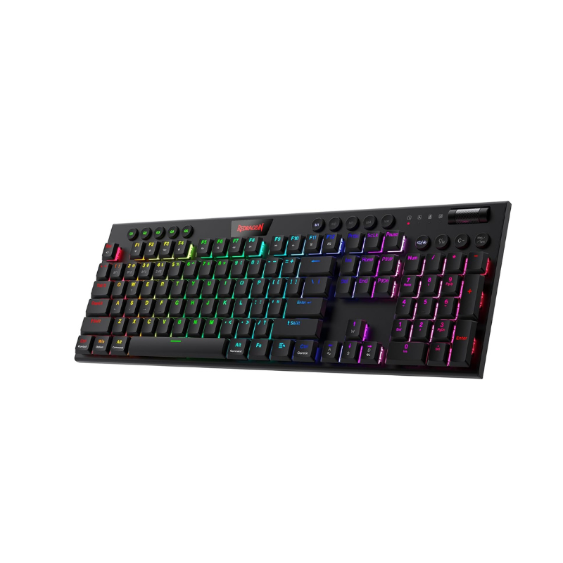 Redragon K618 Horus ワイヤレス RGB メカニカル キーボード、Bluetooth/2.4Ghz/有線トライモード ロープロファイル ゲーミング キーボード