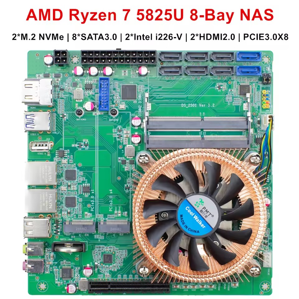 Topton N21 11-Bay Gaming NAS Motherboard AMD Ryzen 9 5900H 5900HX 7 5825U 8*SATA 3*NVMe 2*2.5G LAN 2*DDR4 Firewall ITX Mainboard
