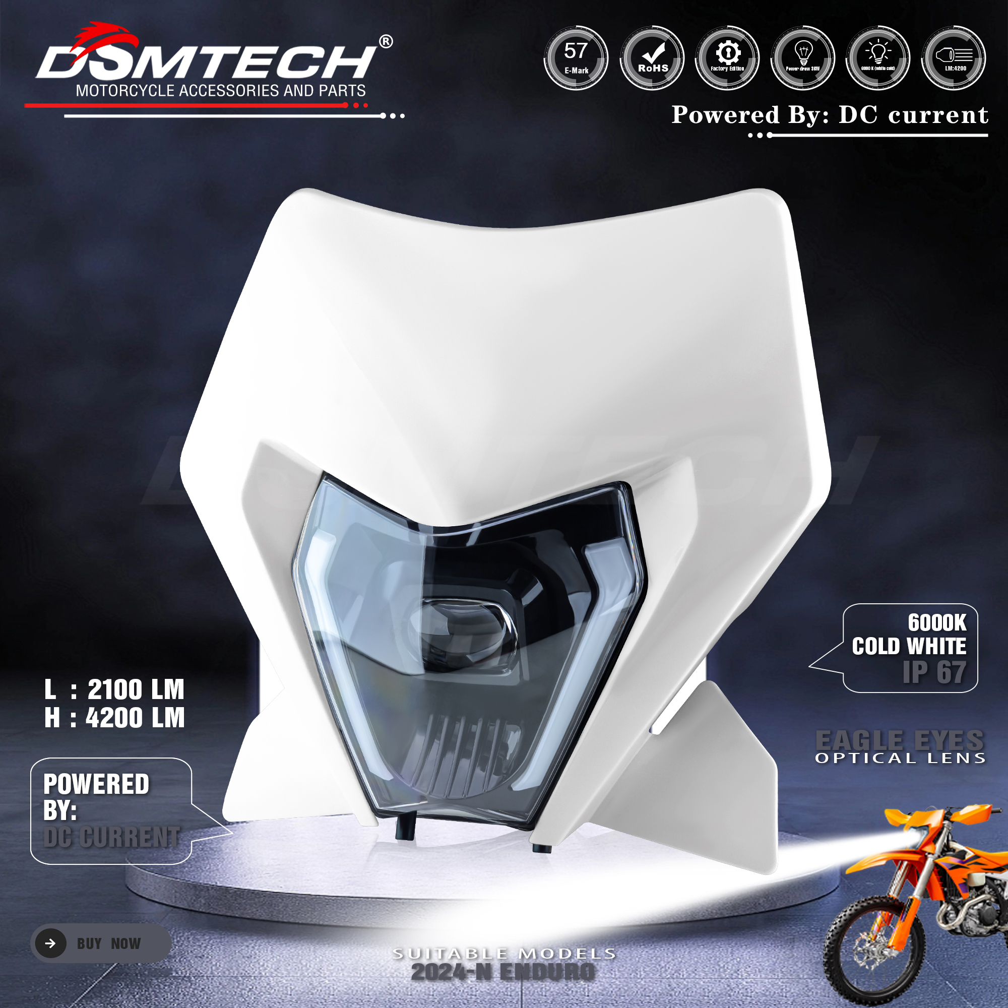DSMTECH ヘッドライトヘッドランプステッカー付き KTM SX F EXC XCF SMR 2024 2025 2026 オートバイダートバイク MX エンデューロスーパーモト