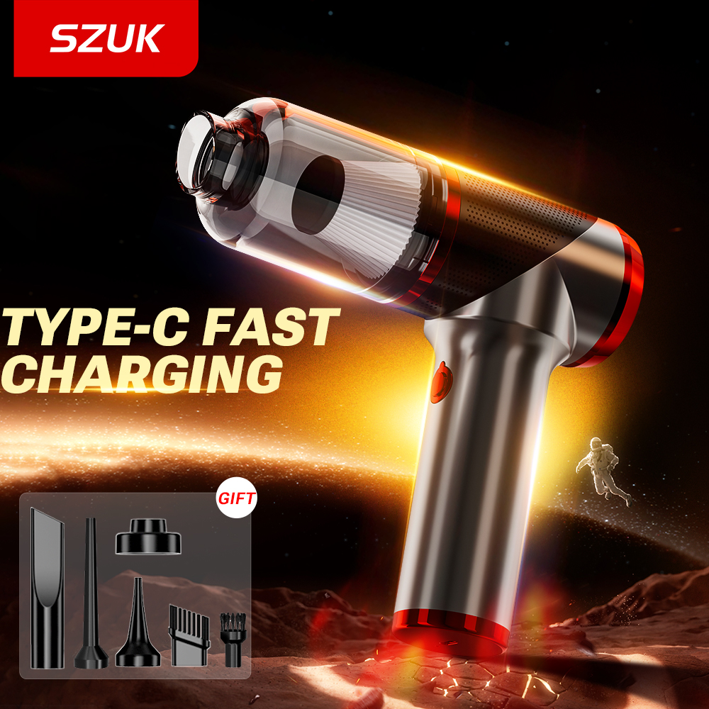 SZUK 車用掃除機 8000Pa ワイヤレスハンドヘルド洗浄機強力な吸引ミニクリーナー強力なポータブル掃除機