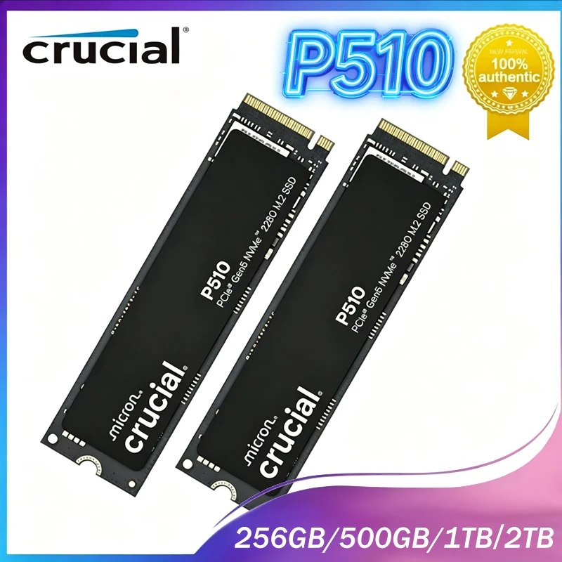 Crucial P510 M.2 2280 PCIe Gen5 NVMe SSD 1TB 2TB、PCIe 5.0 高速内部ストレージドライブ、ラップトップデスクトップ PC 用