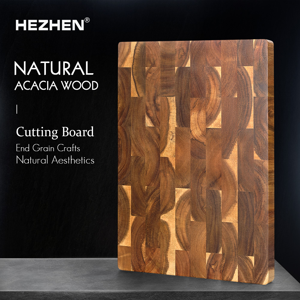 HEZHEN アカシアウッドスプライシングまな板エンドグレインキッチン両面まな板パレットとして使用
