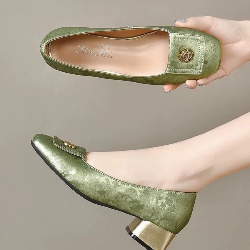zapatos de mujer レディース クラシック グリーン 軽量 スプリング