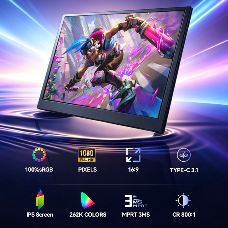 15.6 インチポータブルモニター 1920x1080P IPS 60HZ ラップトップ PS4/5 スイッチ TV ボックス携帯電話 PC 拡張モバイルポータブルモニター