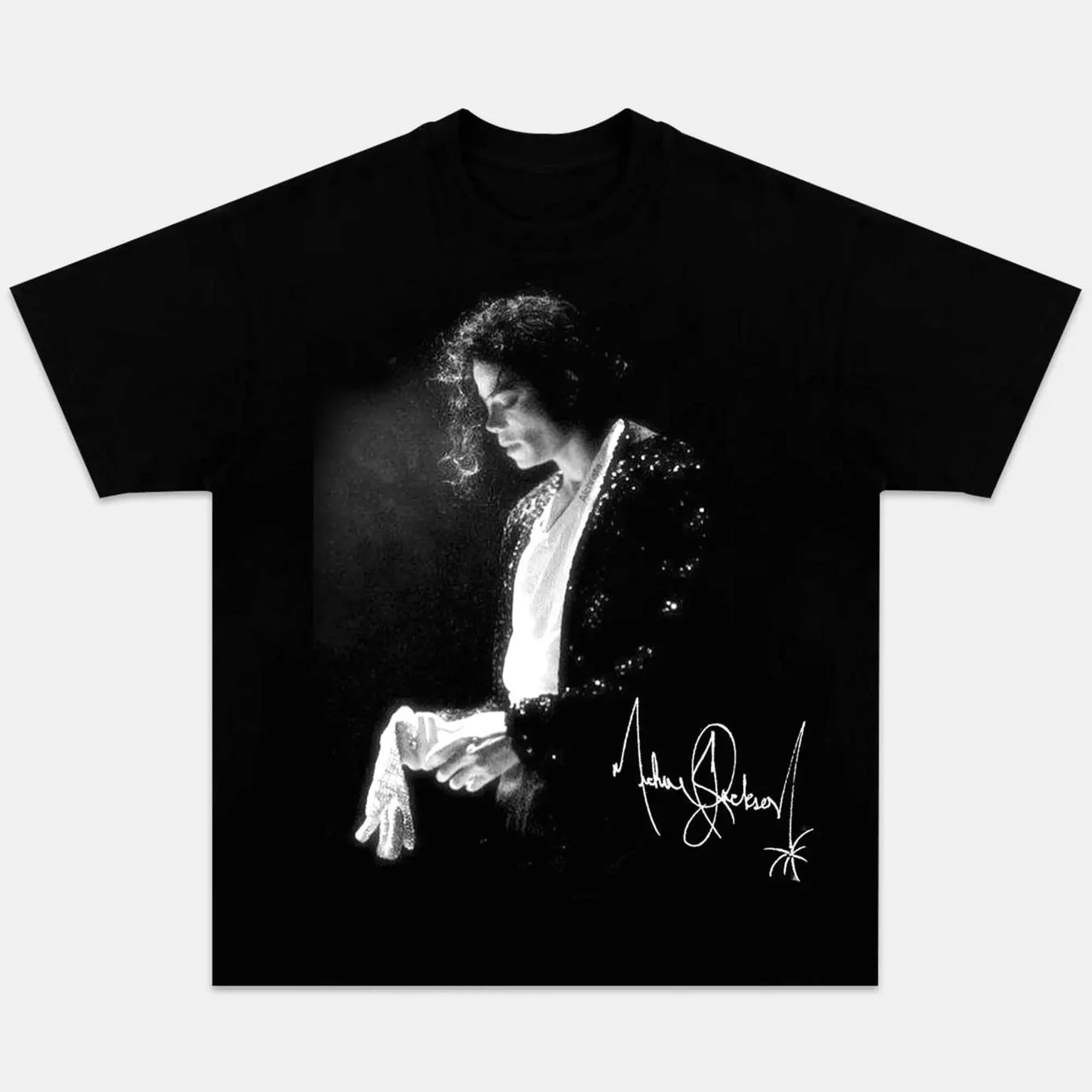 ホット販売マイケル・ジャクソンに敬礼グラフィックプリント Tシャツレディースメンズコットンカジュアルストリートファッション特大トップ夏の新 Tシャツ