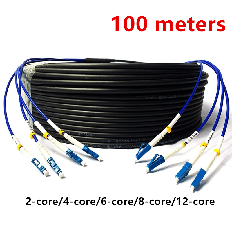 100 メートル LC-LC 装甲 Fibra Optica ケーブル、シングルモード、4 6 8 12 コア、オーバーヘッド屋外光ファイバー、GYXTW、直径 6mm