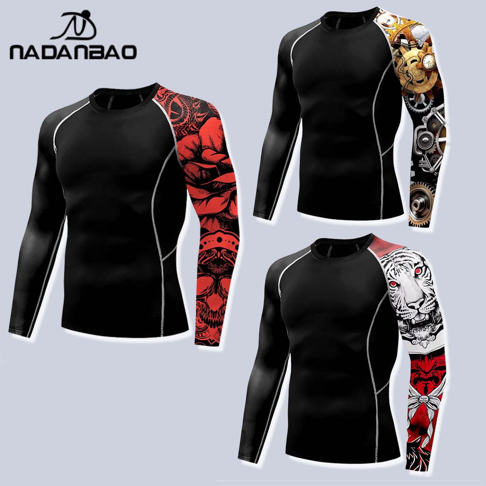 Nadanbao 速乾性長袖サーフィンウェットスーツ男性ジムシャツフィットネス Tシャツ夏水着水泳トップ男性服