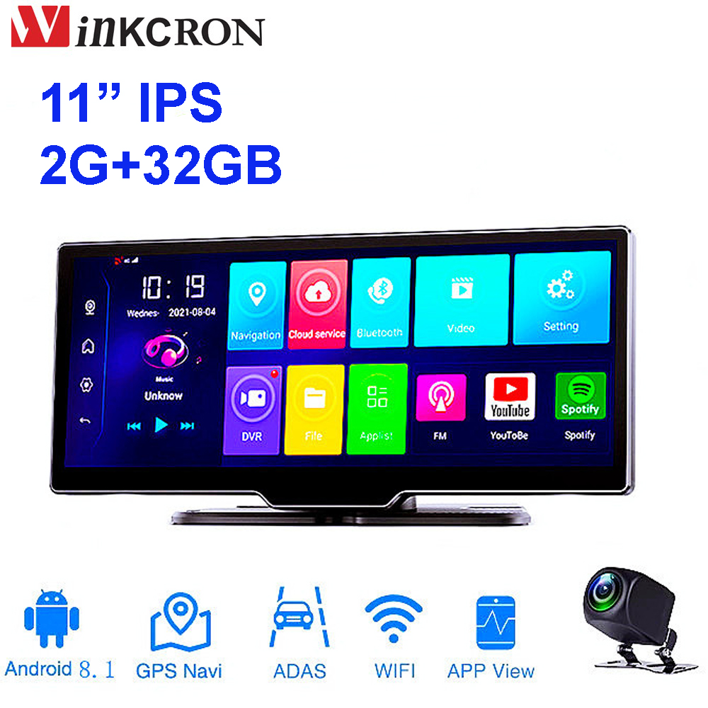 11 インチ車 GPS ナビゲーション 4 グラム Android 8.1 DVR カム WIFI FHD 1080P デュアルレンズダッシュカムビデオレコーダーレジストラー駐車監視