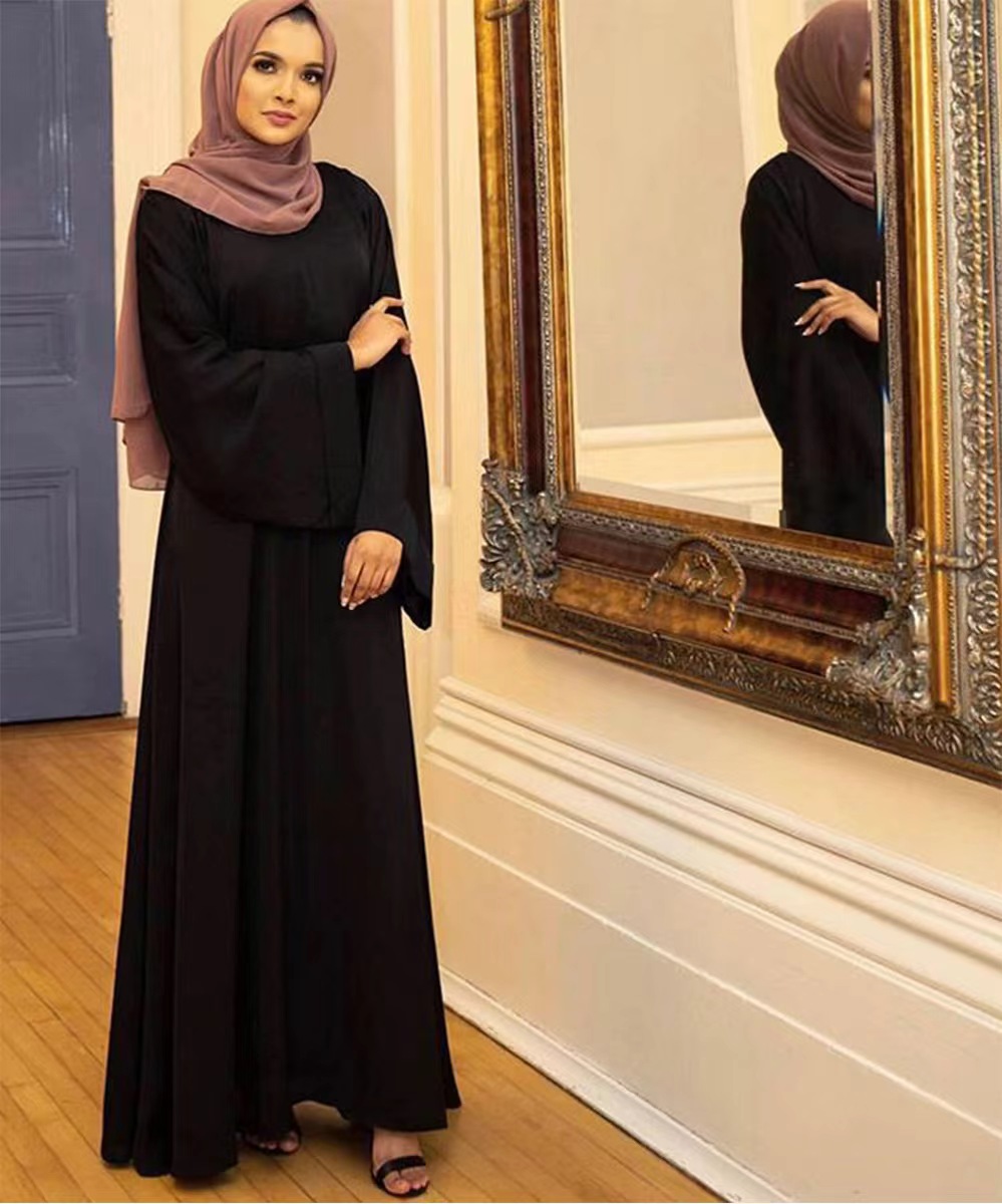 イスラムラマダンの祈り黒アバヤ着物女性女の子のロングドレスドバイアフリカカフタンファム Musulman ヒジャブ布夏
