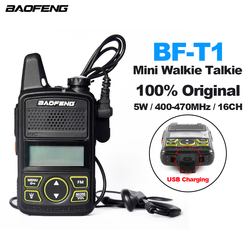 BAOFENG BF-T1 オリジナルミニトランシーバー T1 小型ポータブル双方向ラジオ 5 ワット UHF 400-470MHz 1500mAh FM ラジオウェイターインターホン