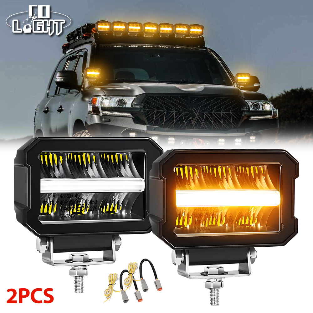 CO LIGHT 4.5 インチ LED ワークライト ドライビングフォグランプ 120W ホワイト DRL