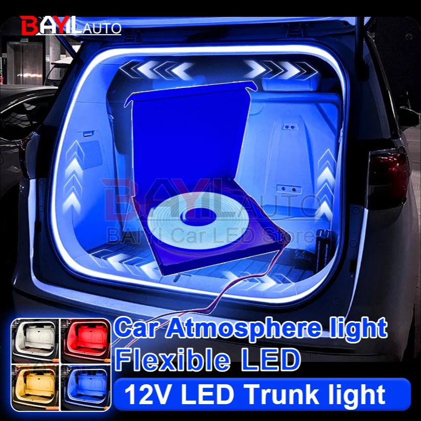 DC 12V 自動ダイナミック流れる LED 柔軟な LED アンビエントライトストリップ後トランクフランクシリコーンインテリア車装飾 DIY ランプ
