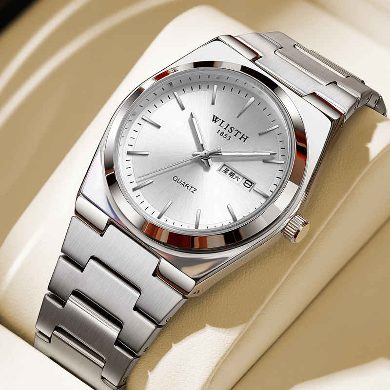 WLISTH 高級メンズ腕時計防水ファッションビジネス腕時計ステンレス鋼の腕時計カジュアルクォーツ時計男性スポーツリロイ