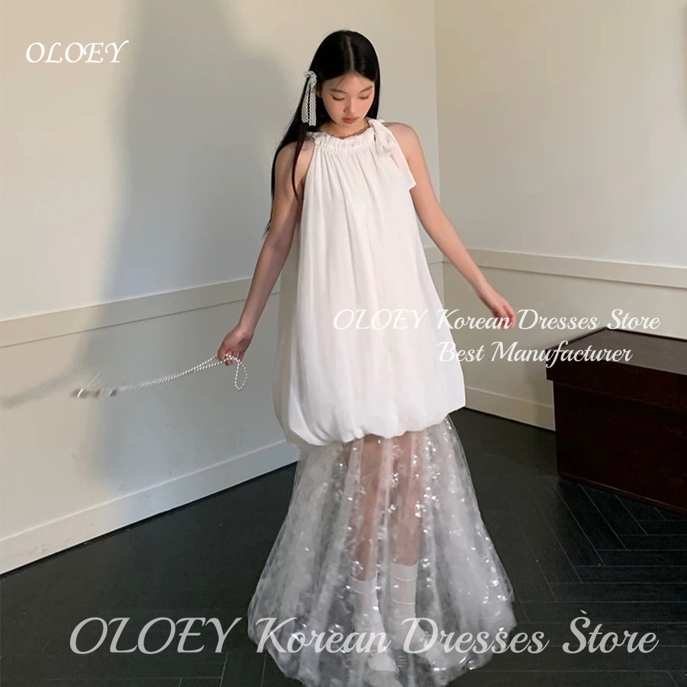 OLOEY シンプルな O ネックノースリーブ A ライン韓国のウェディングドレス花嫁衣装レーススカートカスタマイズ Vestidos Novias Boda 女性