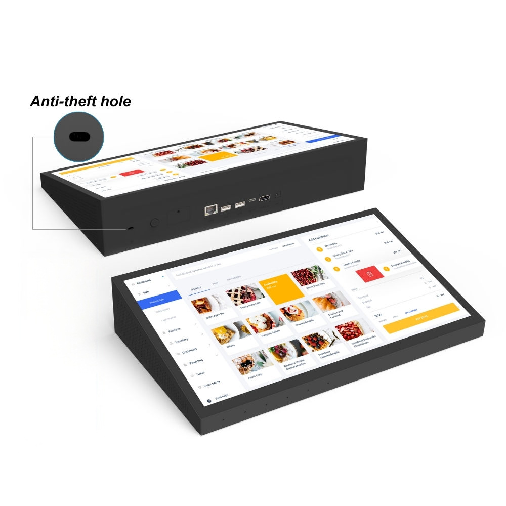 15.6 インチ Android 15 デスクトップ POS ターミナル、64GB RAM、WiFi