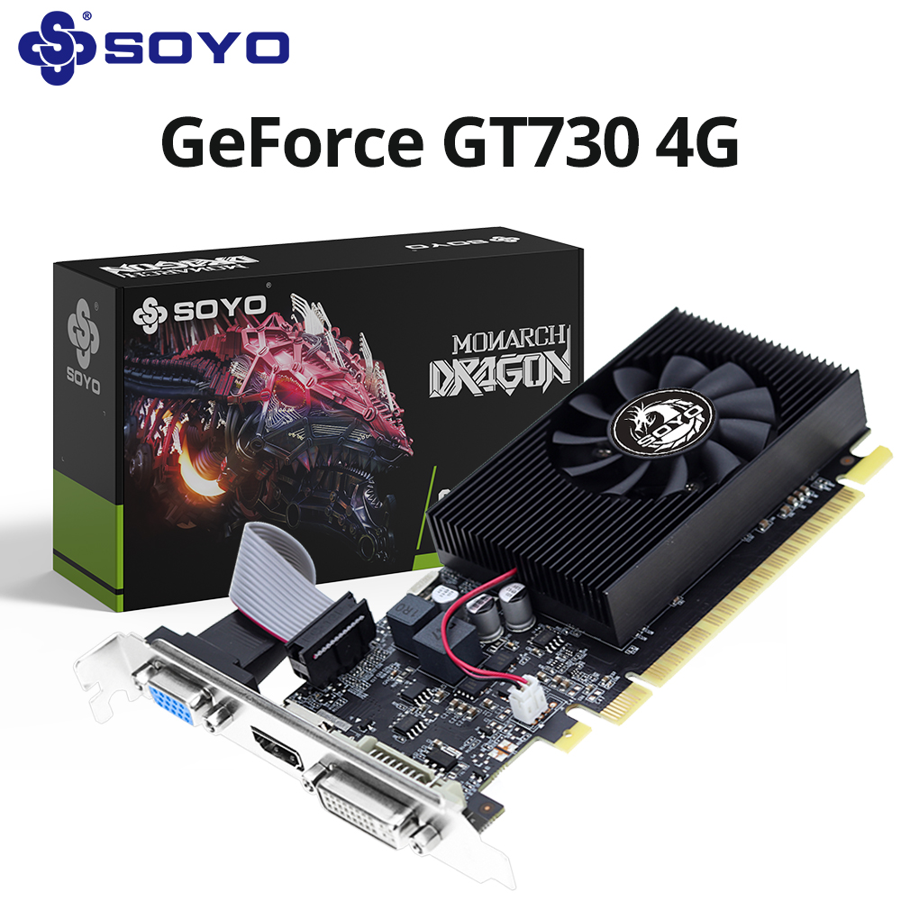 SOYO NVIDIA GeForce GT730 4GB グラフィックカード GDDR3 GPU 128ビット HDMI対応 VGA DVI PCIE 3.0 デスクトップコンピュータ用ビデオカード