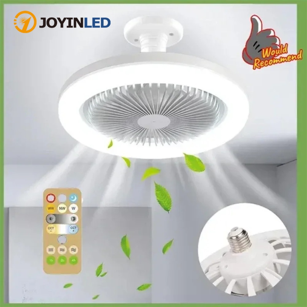 JOYON 3In1 天井ファン照明ランプ E27 コンバータベースリモコン付き寝室リビングホームサイレント Ac85-265v