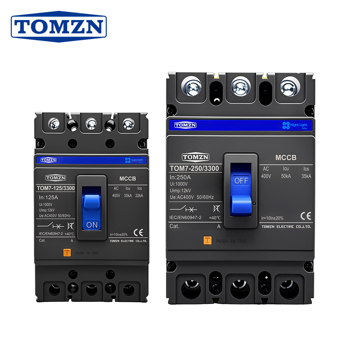 TOMZN 3P AC MCCB 3 相 3 線式モールドケースサーキットブレーカー AC400V 100A 125A 150A 160A 200A 250A 工業用配電