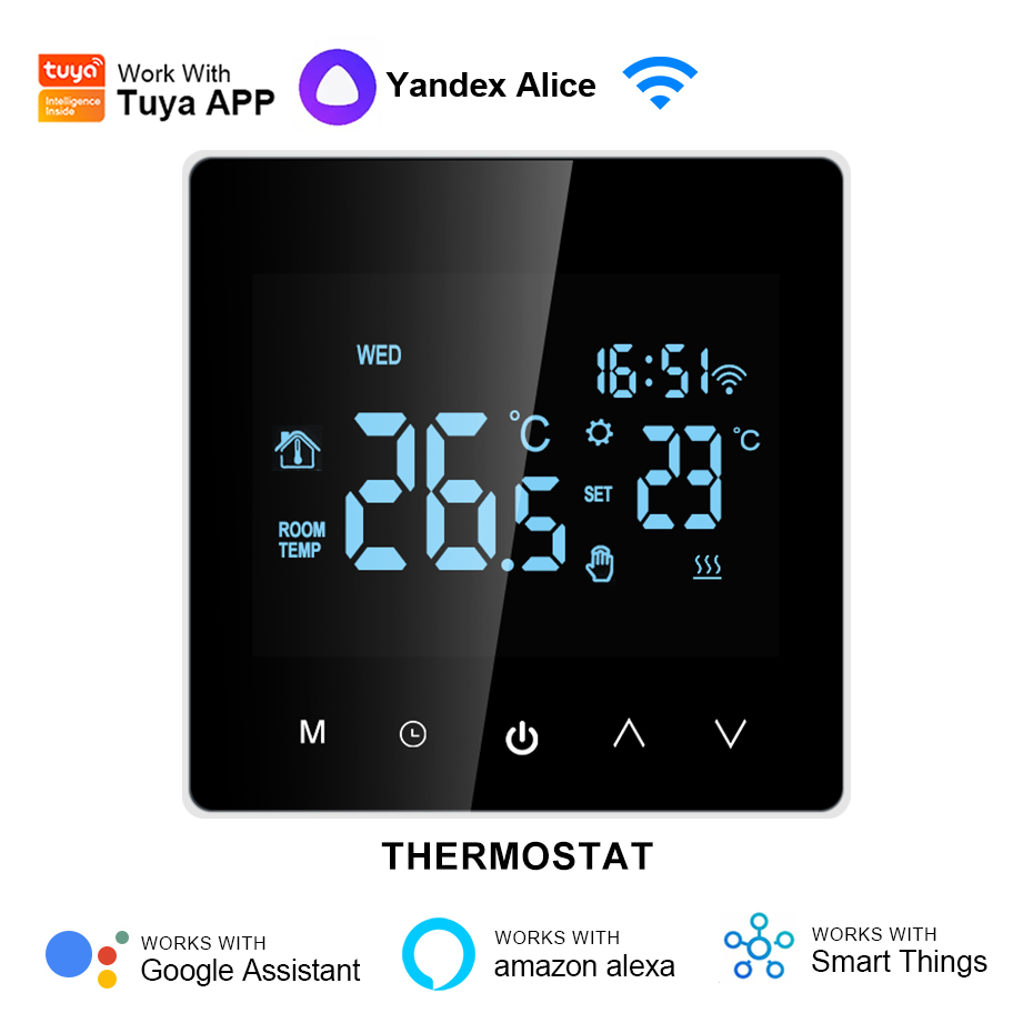 Tuya スマート Wifi サーモスタット電気床暖房水/ガスボイラー LCD デジタルタッチ温度制御 Google ホーム Alexa 用