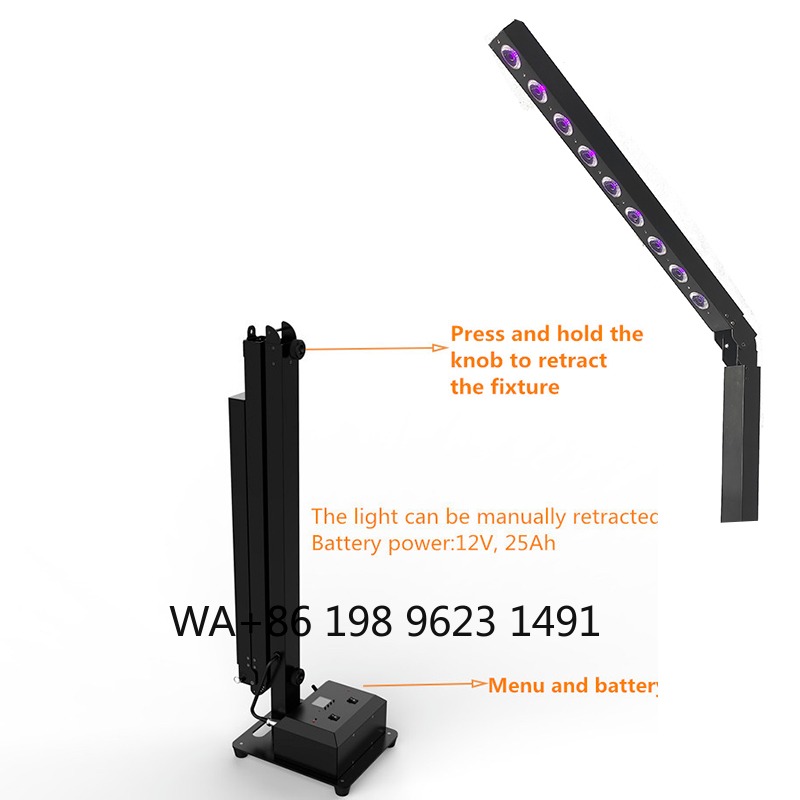 9x10W バッテリー LED マスト ステージ ライト ワイヤレス DMX WiFi リモート フライト ケース ウェディング パーティー展示会クラブ