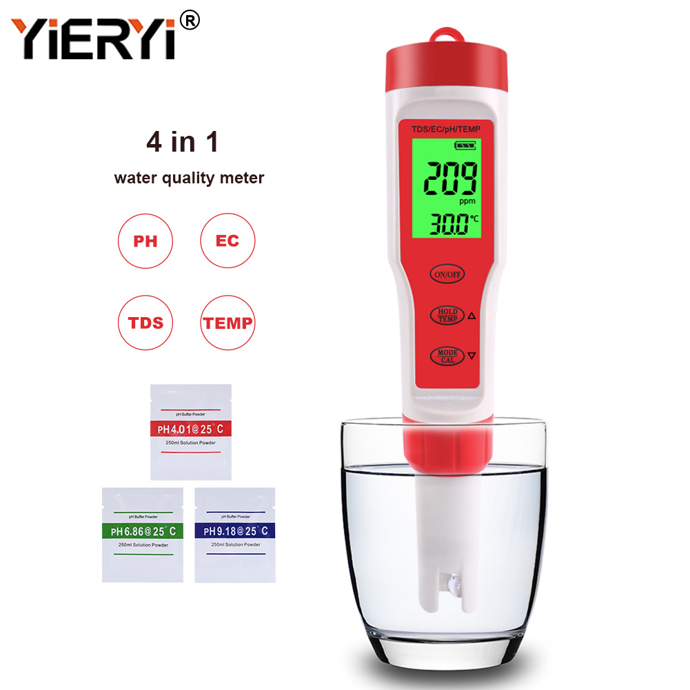 Yieryi 新しい TDS PH メーター PH/TDS/EC/温度デジタル水質モニターテスター、プール、飲料水、水族館用