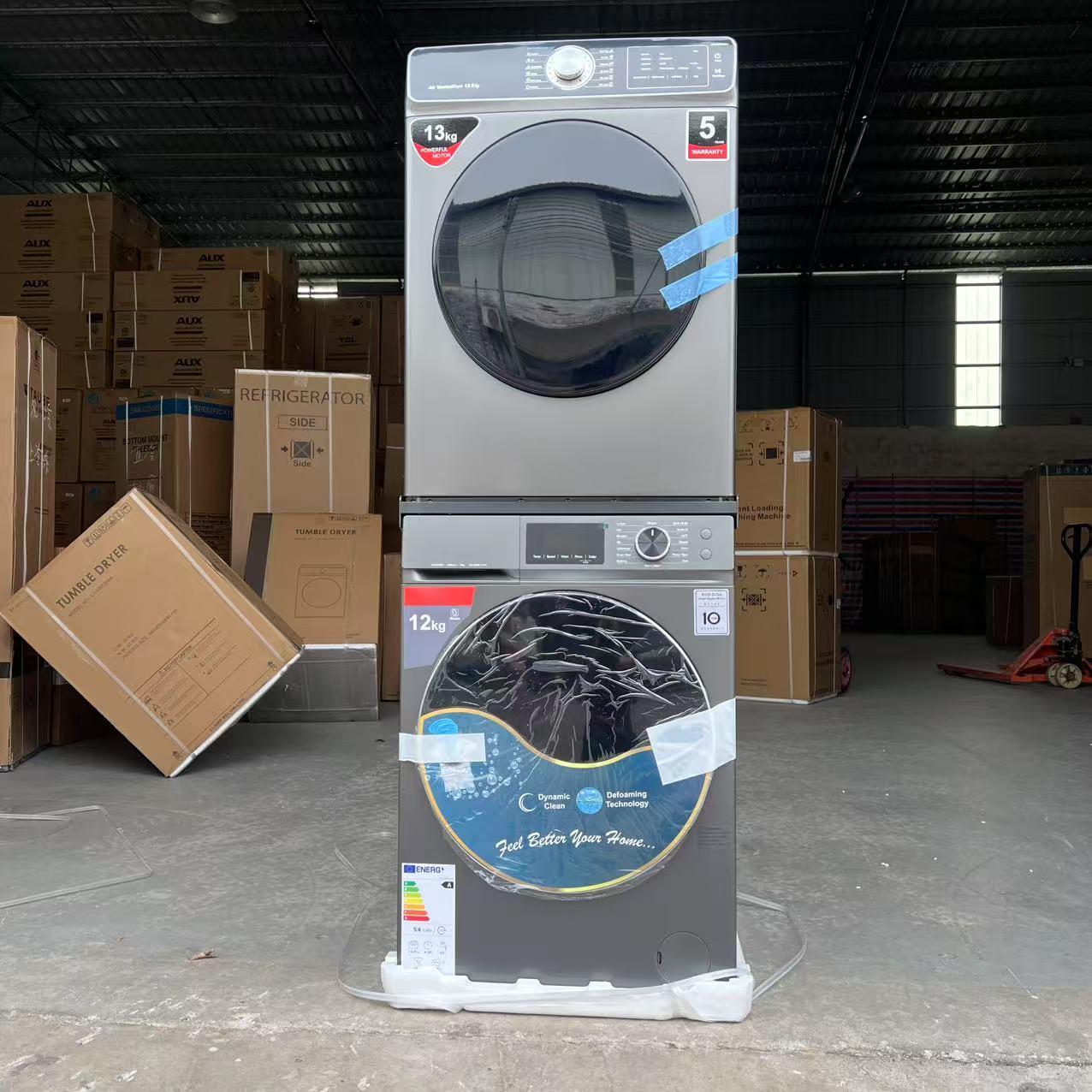 25 キロスタックキットフロントローディング洗濯機大容量 12 キロ洗濯機 13 キロ乾燥機ダークグレー色 220 V 50 HZ