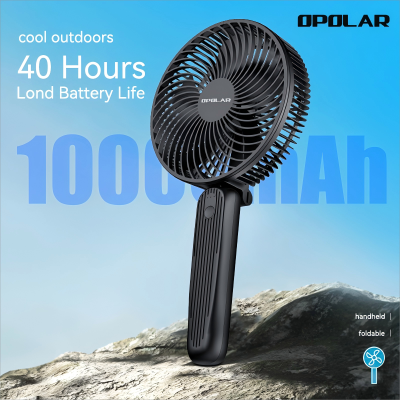 OPOLAR 6 インチ 10,000mAh ハンドヘルド充電式ミニファン折りたたみハンドルサイレント強風 USB ファンホームルームアウトドア旅行用