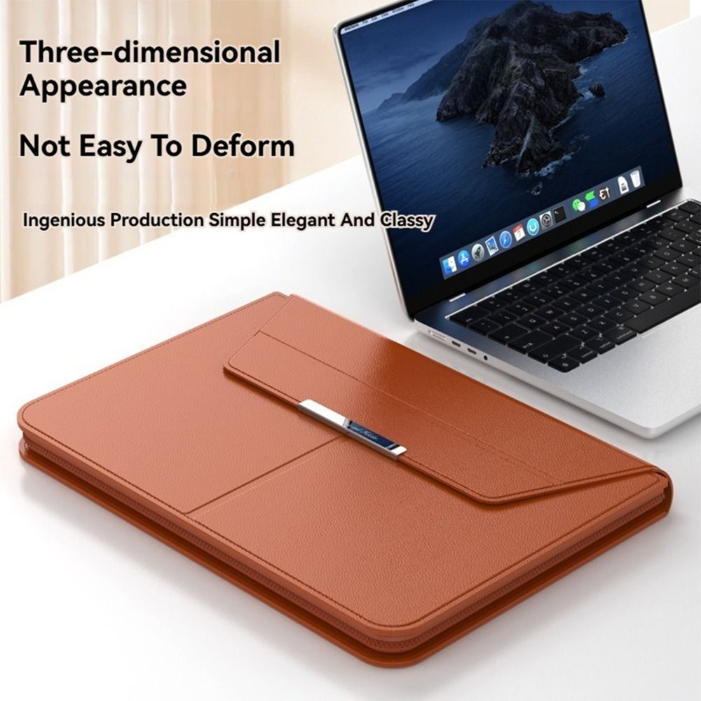 13-14/15-16 インチラップトップスリーブホルダー自動開閉多機能キャリングポーチスタンドレザー Macbook Air 用