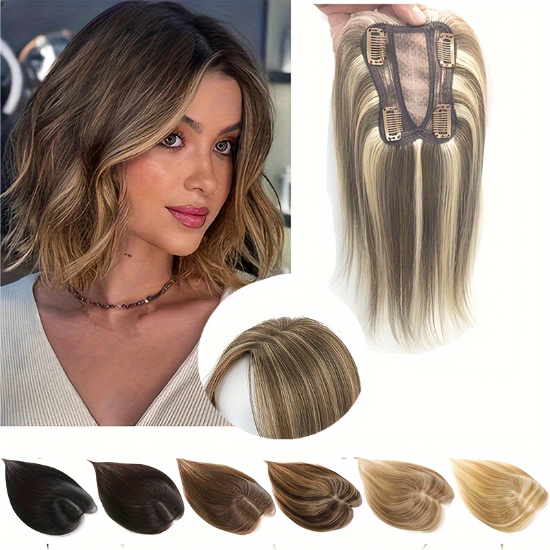 9*11 ヘアトッパー女性のための人毛前髪なしトップヘアエクステンションヘアピース薄毛アップグレードレースベースプレミアムレミー