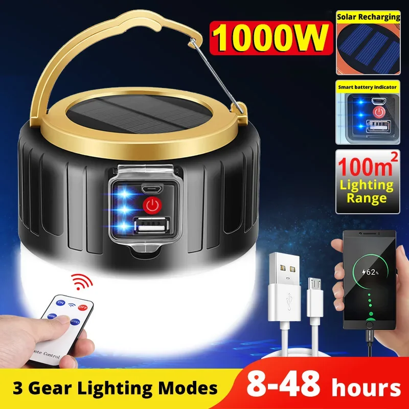 LED ソーラーキャンプライト電源銀行キャンプランタンリモコン付き防水屋外テントライト充電式懐中電灯