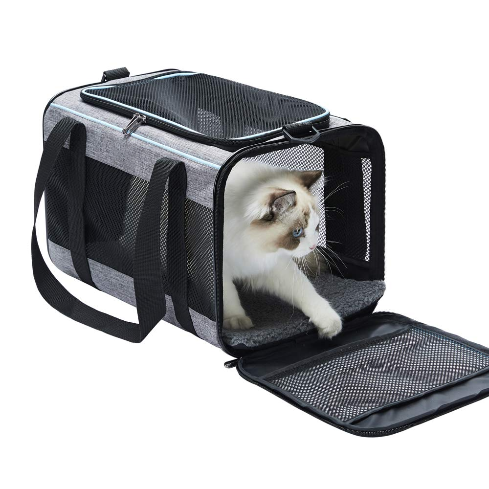 新しいペットキャリアバッグ折りたたみ小型犬チャーターキャリングキャットアウトバッグ拡張ペットバッグメッシュ通気性折りたたみハンドヘルド C