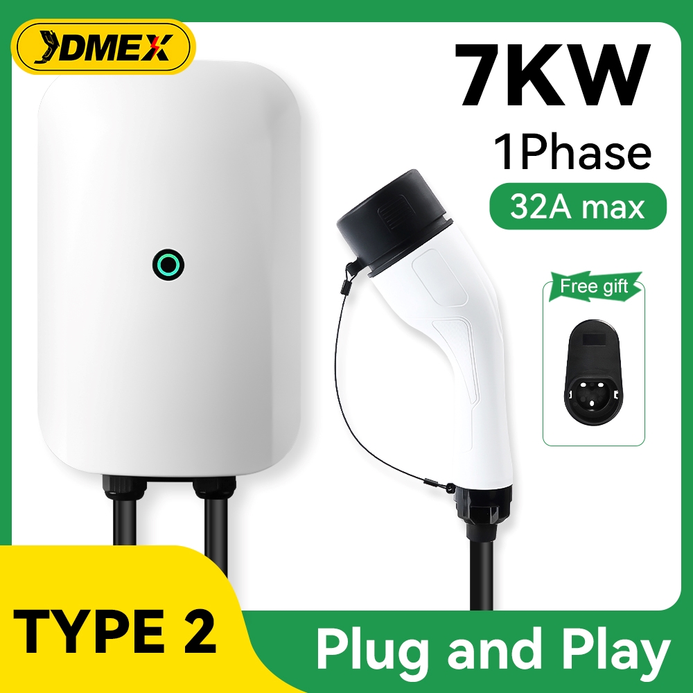 JDMEX EVSE ウォールボックス EV 充電器 Type2 32A 7KW IEC62196-2 プラグアンドプレイ電気自動車充電ステーション車の充電器 5 メートルの長さ