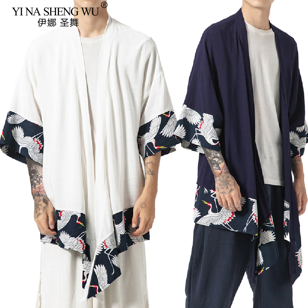 日本の着物カーディガン男性羽織浴衣男性サムライコスチューム服着物ジャケットメンズロング着物シャツ浴衣羽織ジャケット