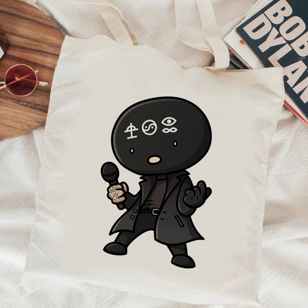 Bad Omens ショッピングバッグボルサ再利用可能なショッパー食料品エコボルサデテラバッグジュート布ストリングカバ