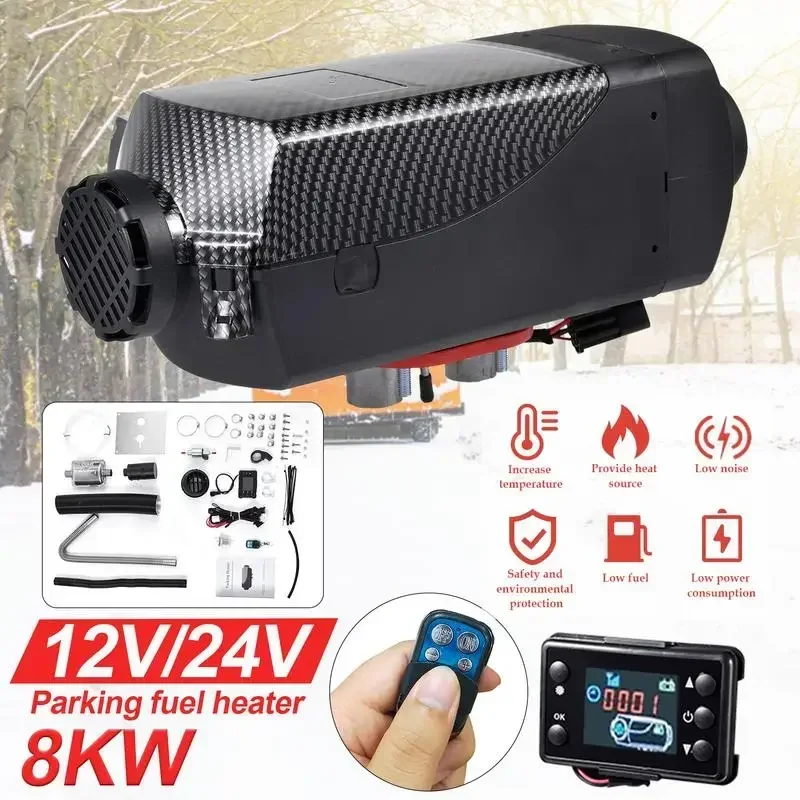 車のディーゼルパーキングヒーター 12V/24V 駐車場ディーゼルエアヒーター 10L タンク LCD カーヒーターディーゼル点火銅ヒーター自動車用