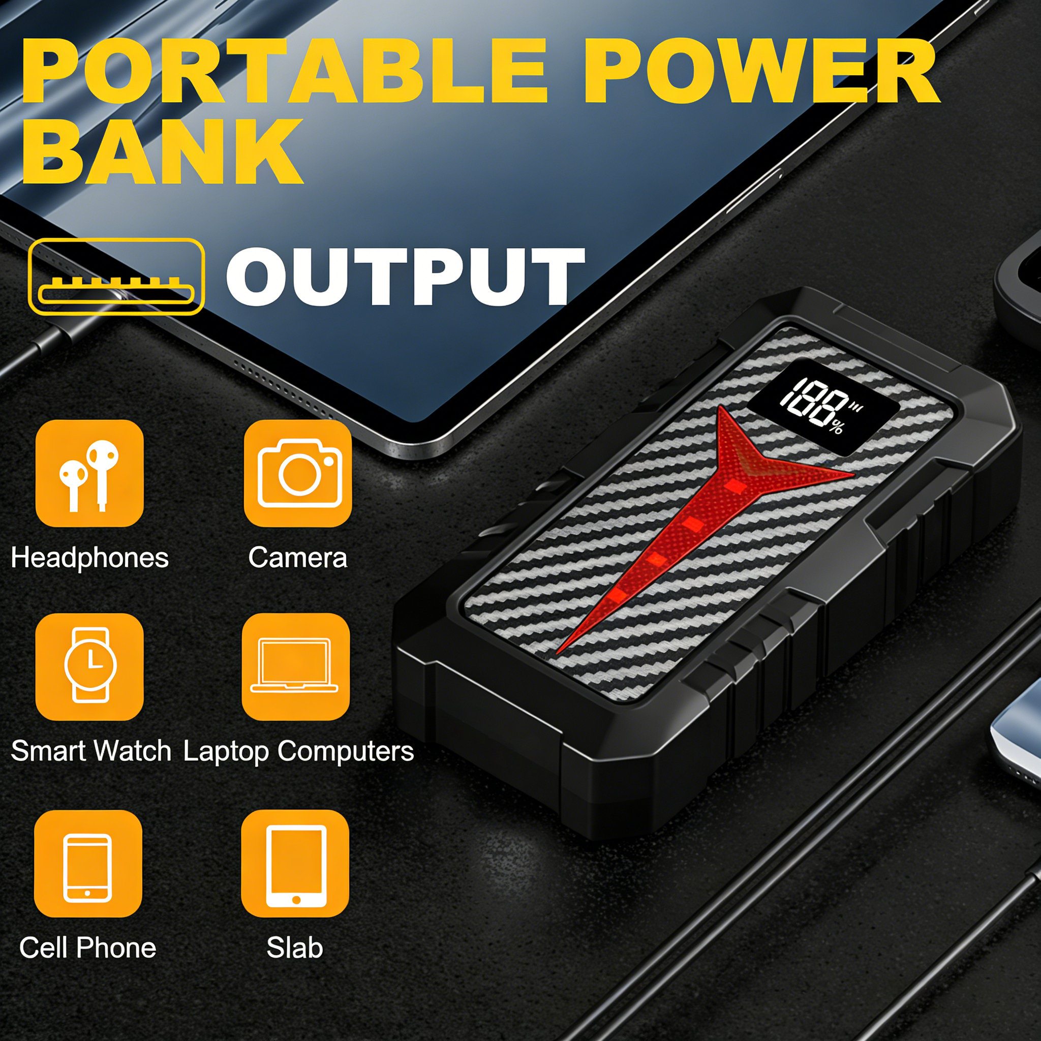 Portable 12V Car Jump Starter & Power Bank – Compact Emergency Battery Charger for Daily Use